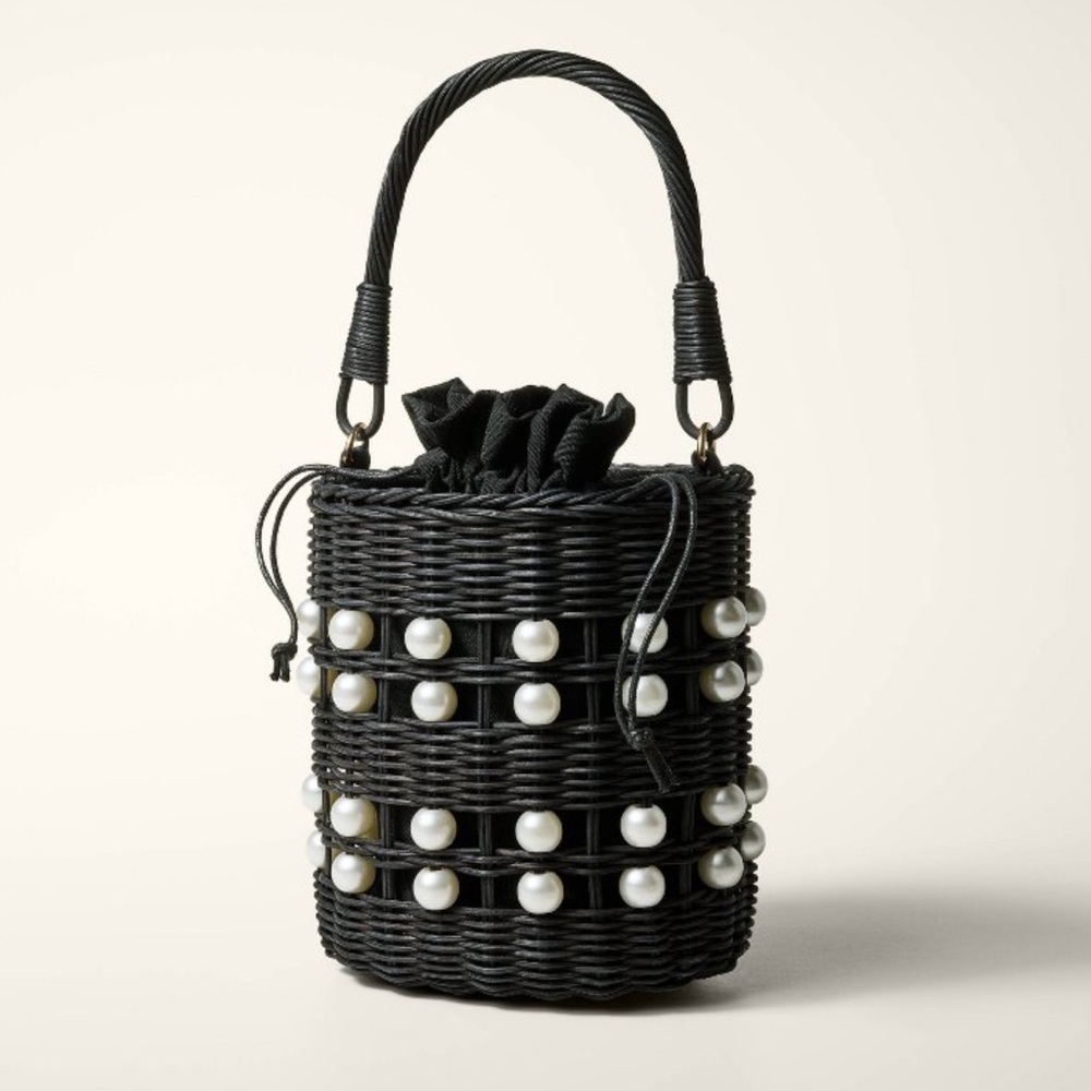 Kate Spade x Target Black Woven Bag with Pearl Accents - Picture 2 of 2